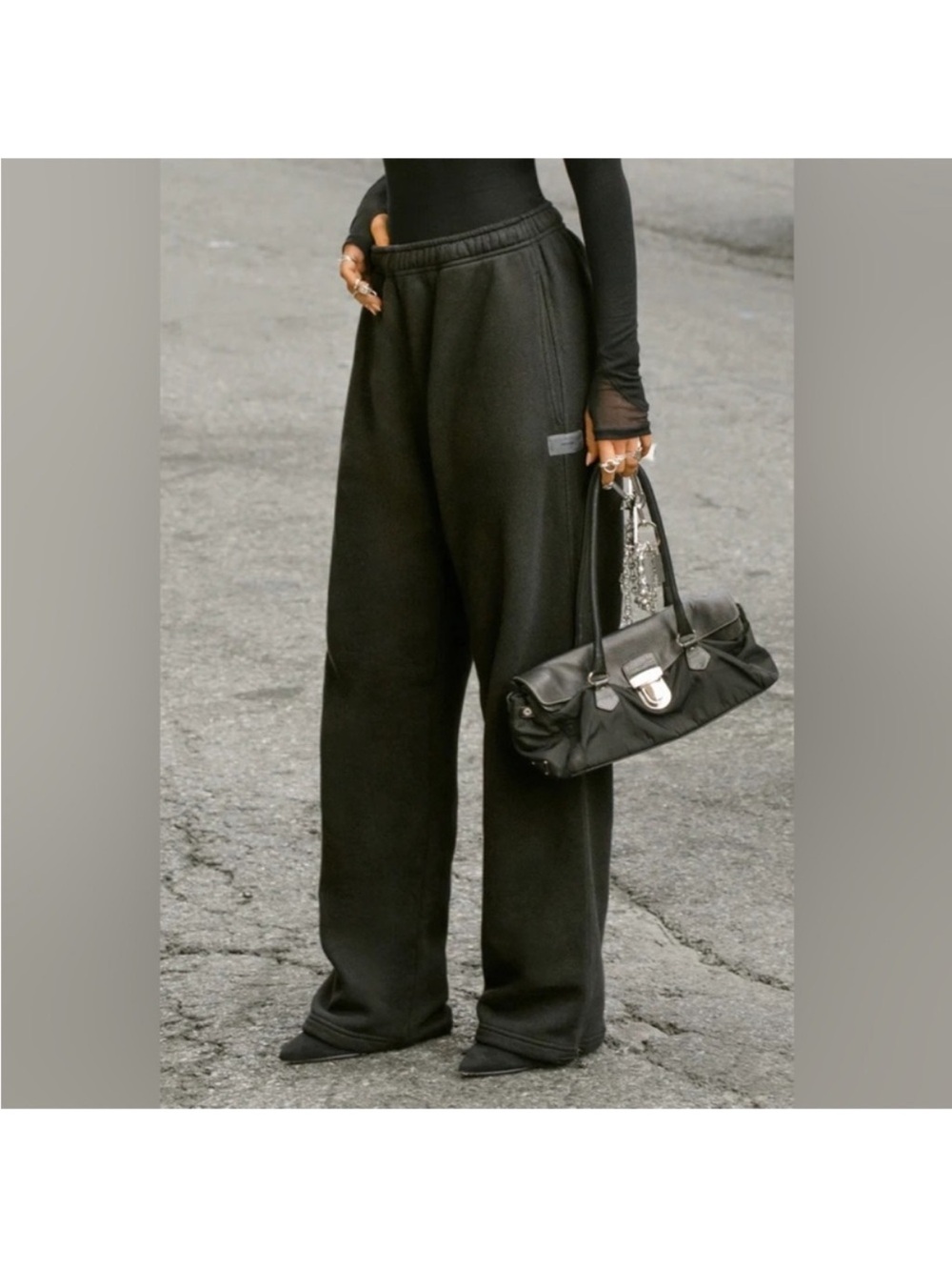 Joah Brown Oversized Straight Leg Jogger Black French Terry S/M